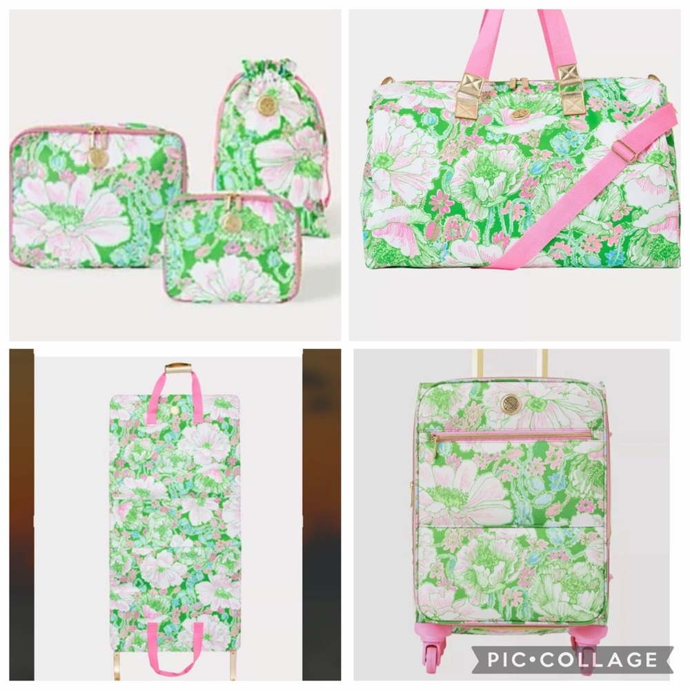 Lilly Pulitzer Travel Luggage Set NEW Poppyland print